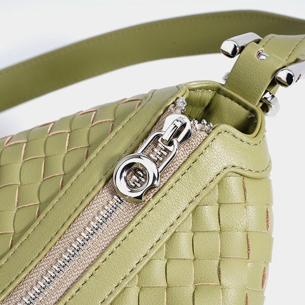 Sage Woven Leather Hobo Bag
