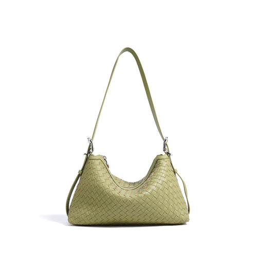 Sage Woven Leather Hobo Bag