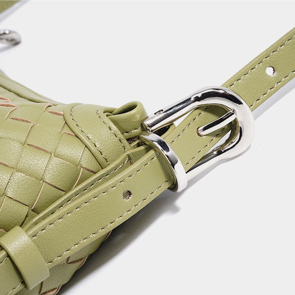 Sage Woven Leather Hobo Bag