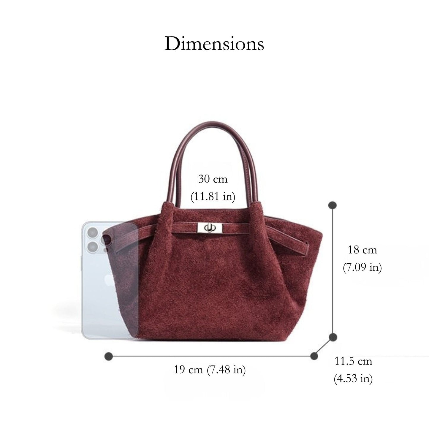 Bordeaux Suede Satchel Handbag