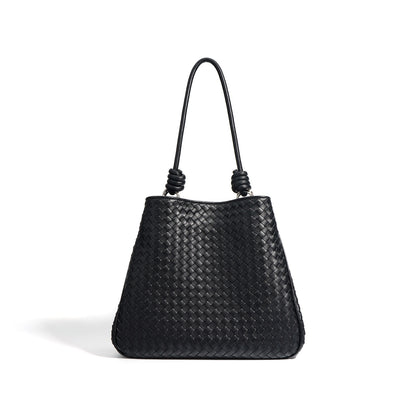 Miuccia Woven Leather Tote Bag