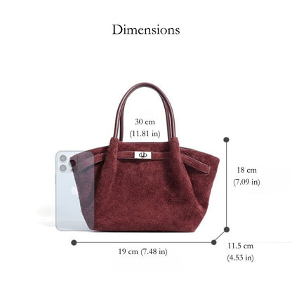 Bordeaux Suede Satchel Handbag